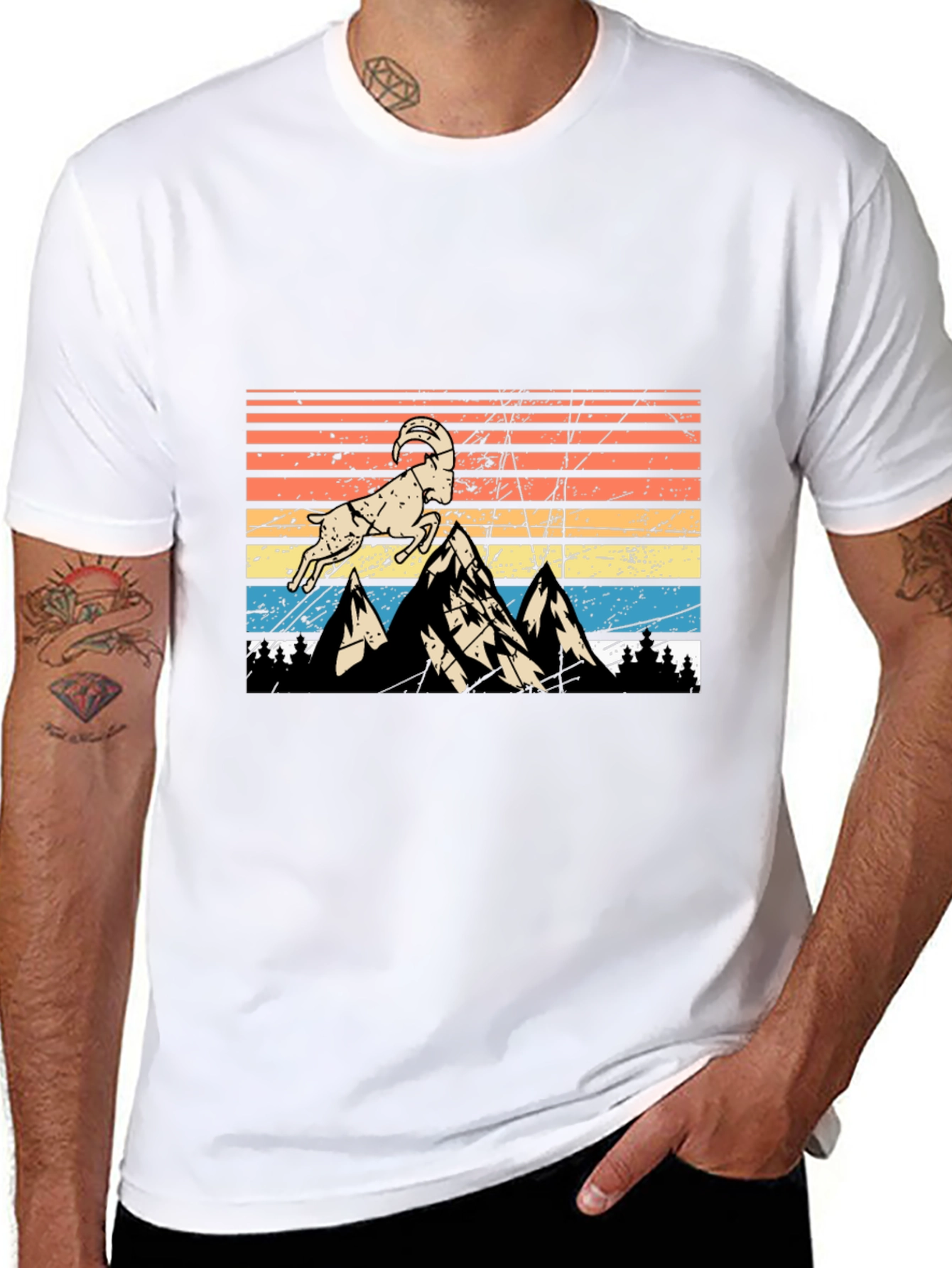 Retro Mountain Goat Graphic Tee