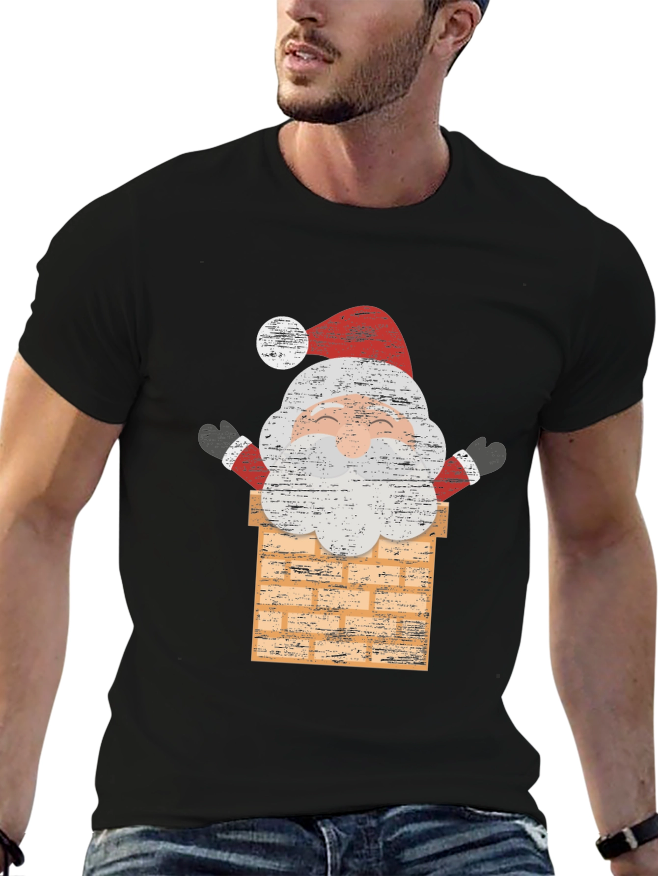 Santa in Chimney Graphic Tee - Holiday Cheer