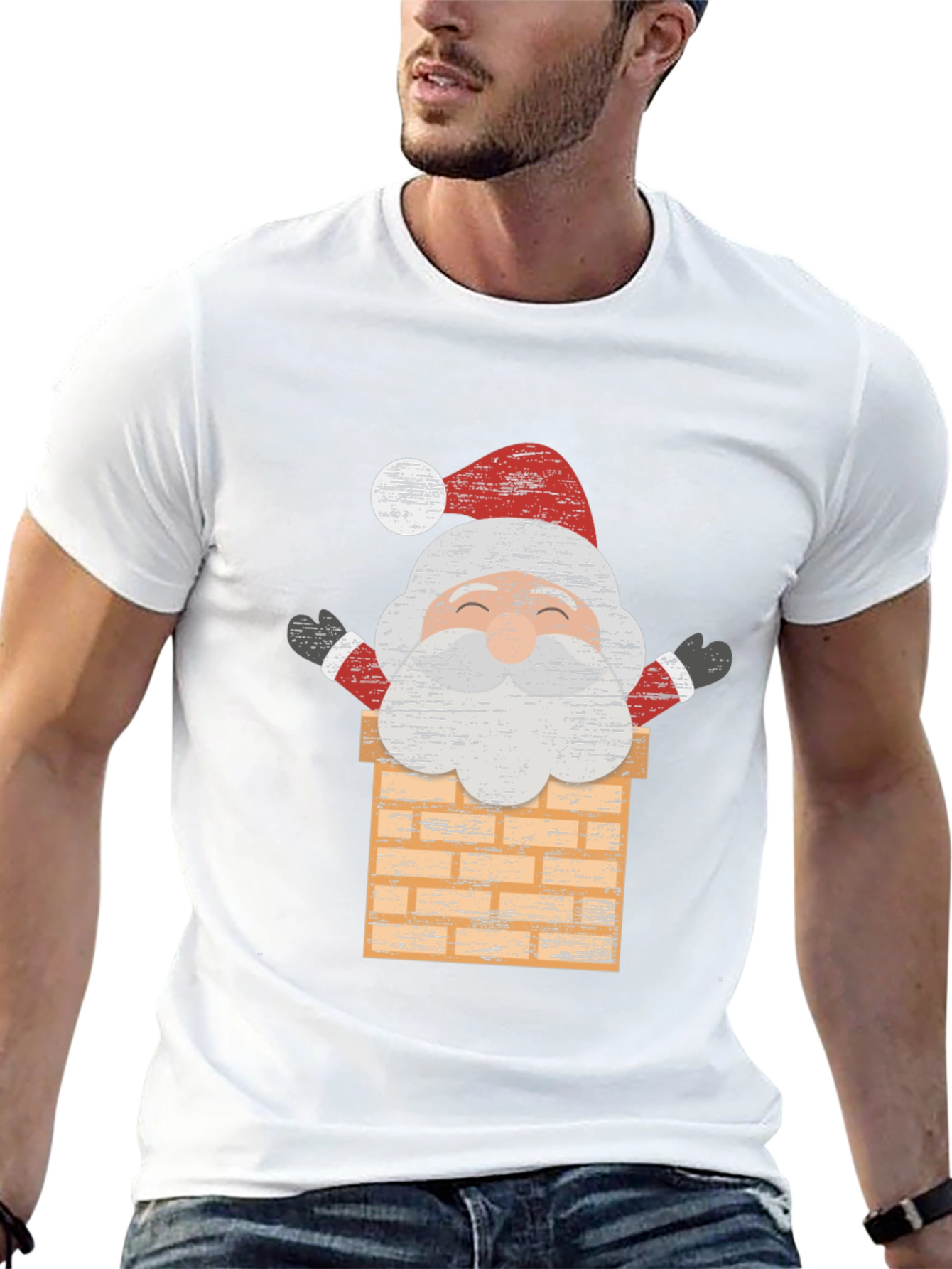 Santa in Chimney Graphic Tee - Holiday Cheer