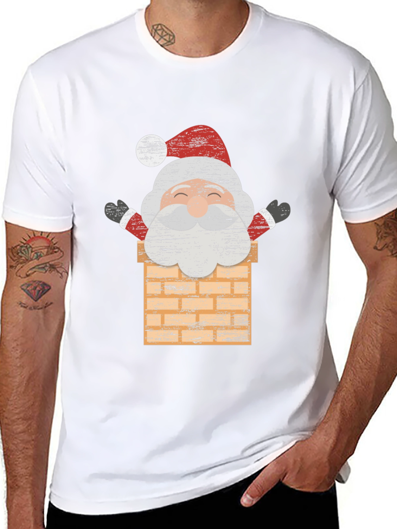 Santa in Chimney Graphic Tee - Holiday Cheer