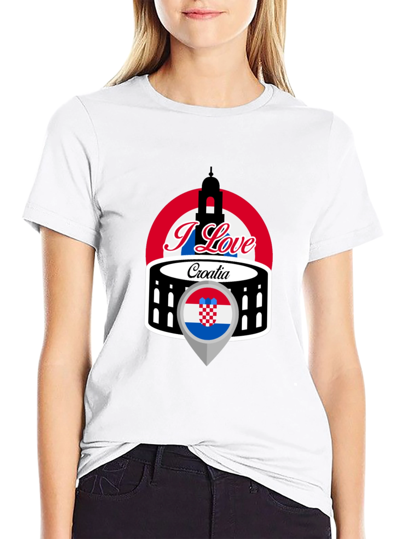 I Love Croatia T-Shirt - Black Graphic Tee