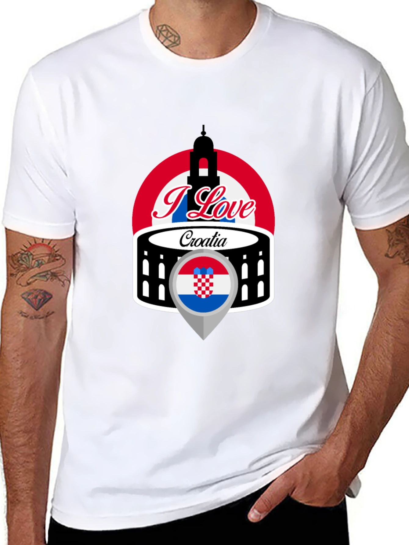 I Love Croatia T-Shirt - Black Graphic Tee