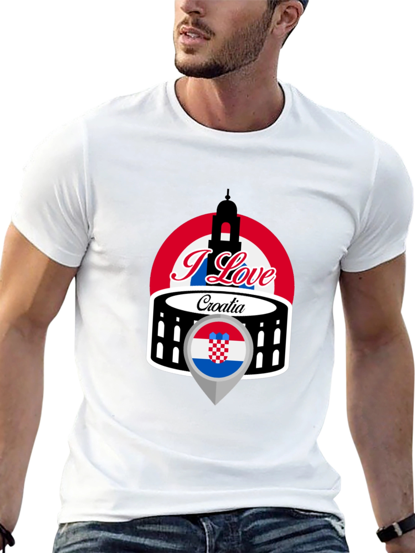 I Love Croatia T-Shirt - Black Graphic Tee