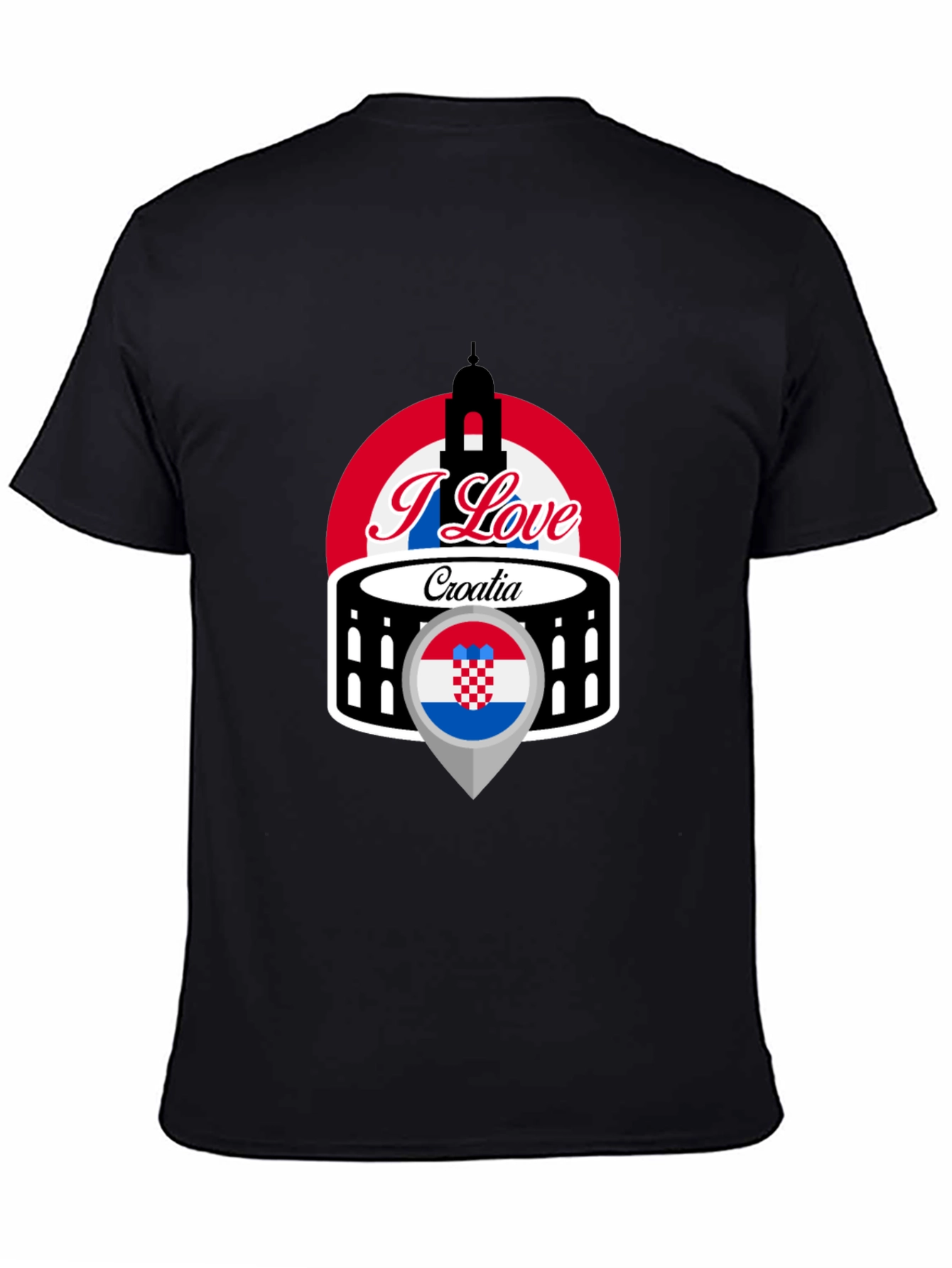 I Love Croatia T-Shirt - Black Graphic Tee
