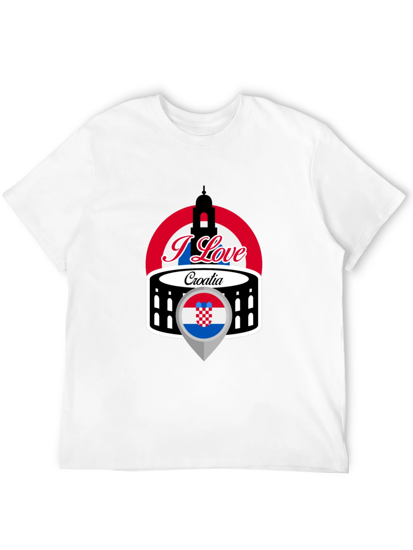 I Love Croatia T-Shirt - Black Graphic Tee