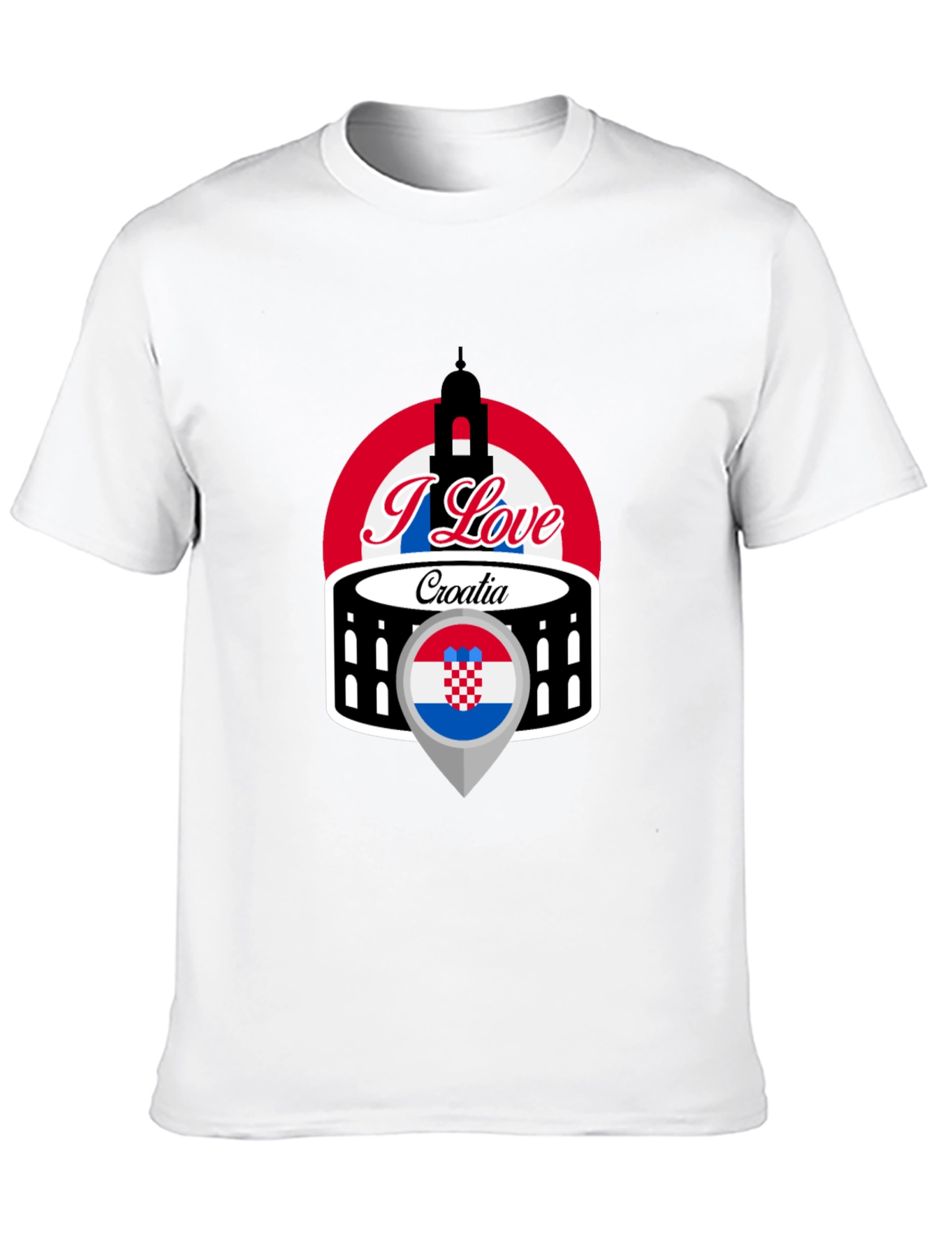 I Love Croatia T-Shirt - Black Graphic Tee