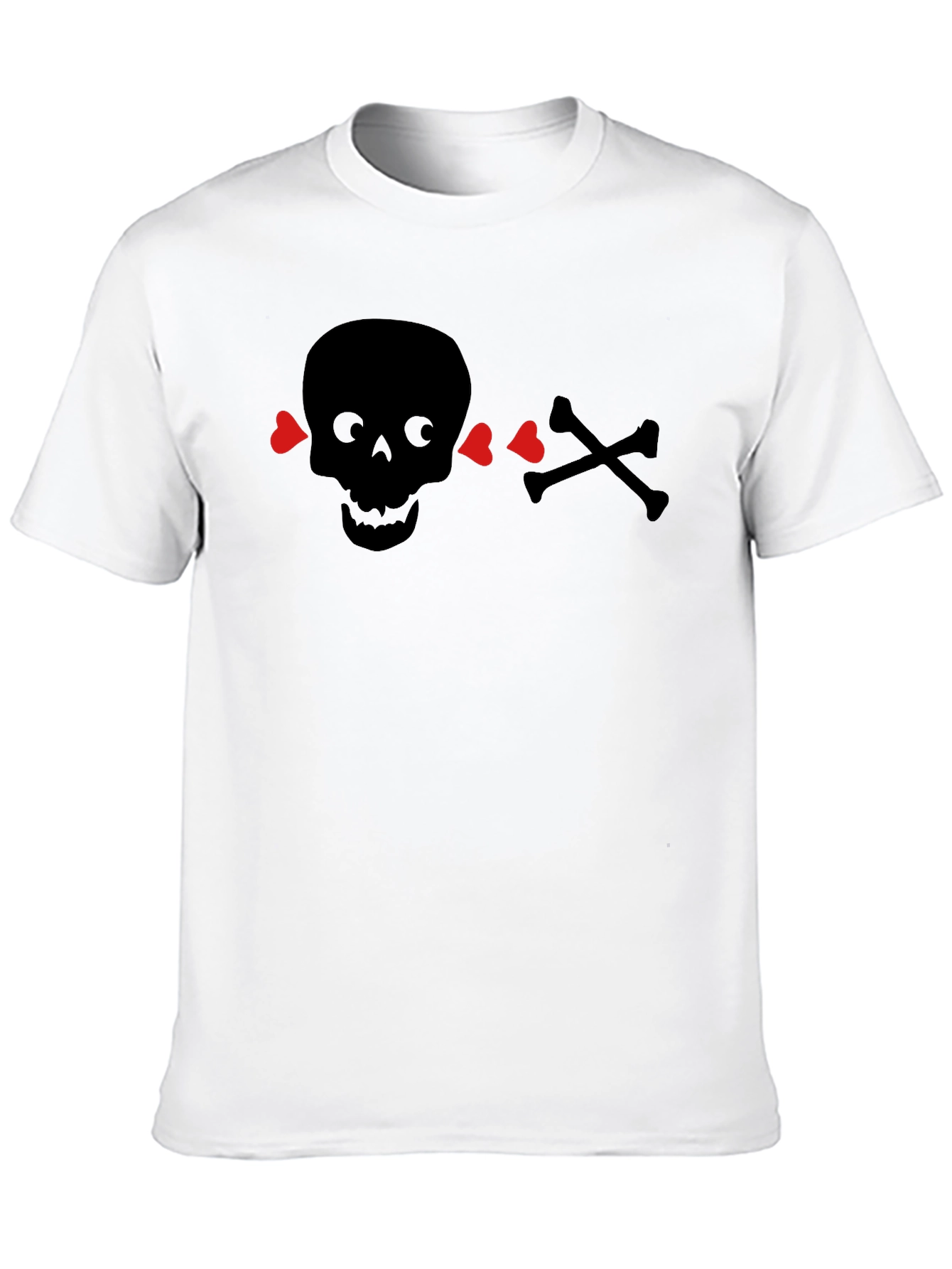 Skull & Crossbones Heart Eyes T-Shirt - Black