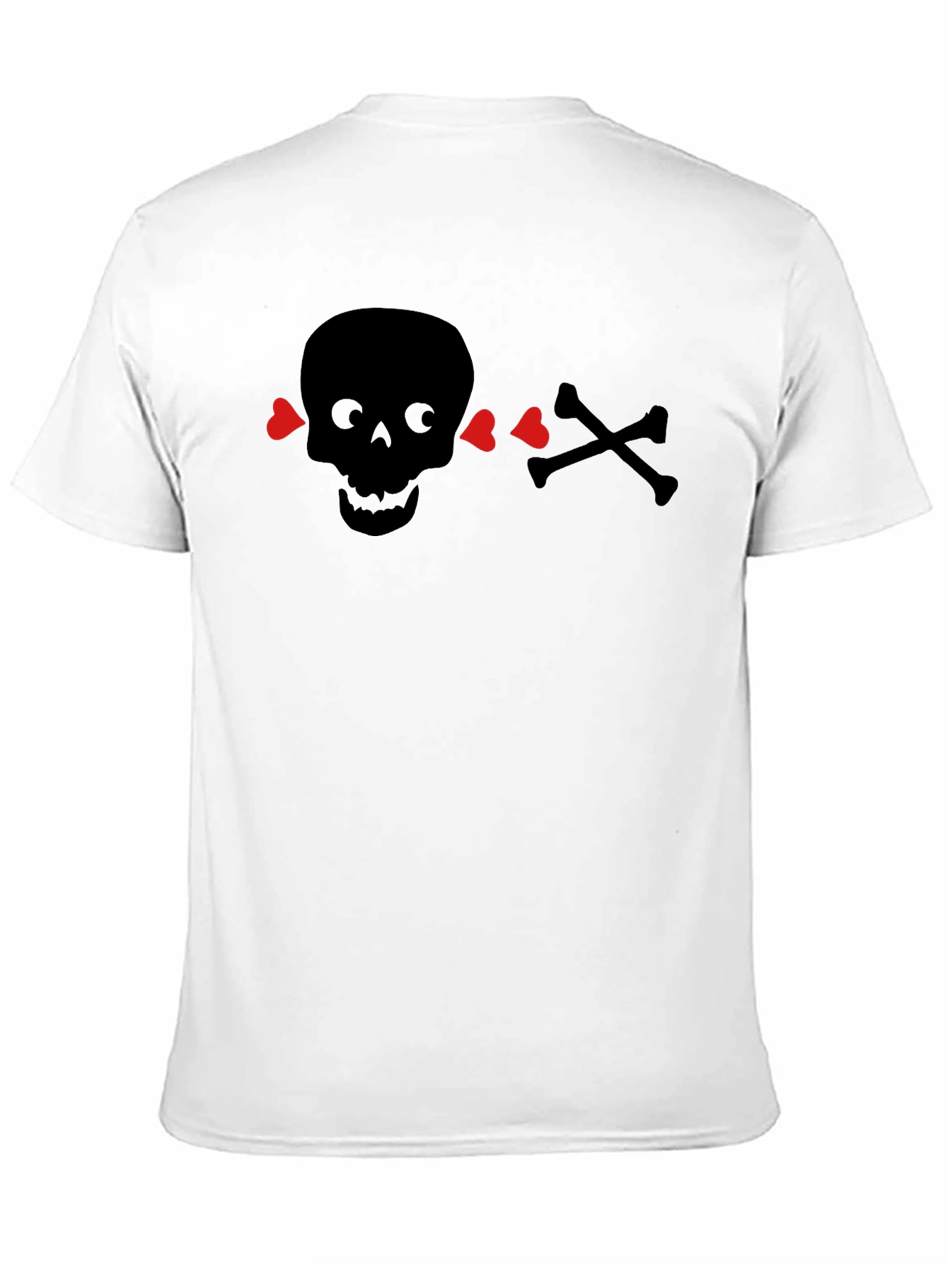 Skull & Crossbones Heart Eyes T-Shirt - Black