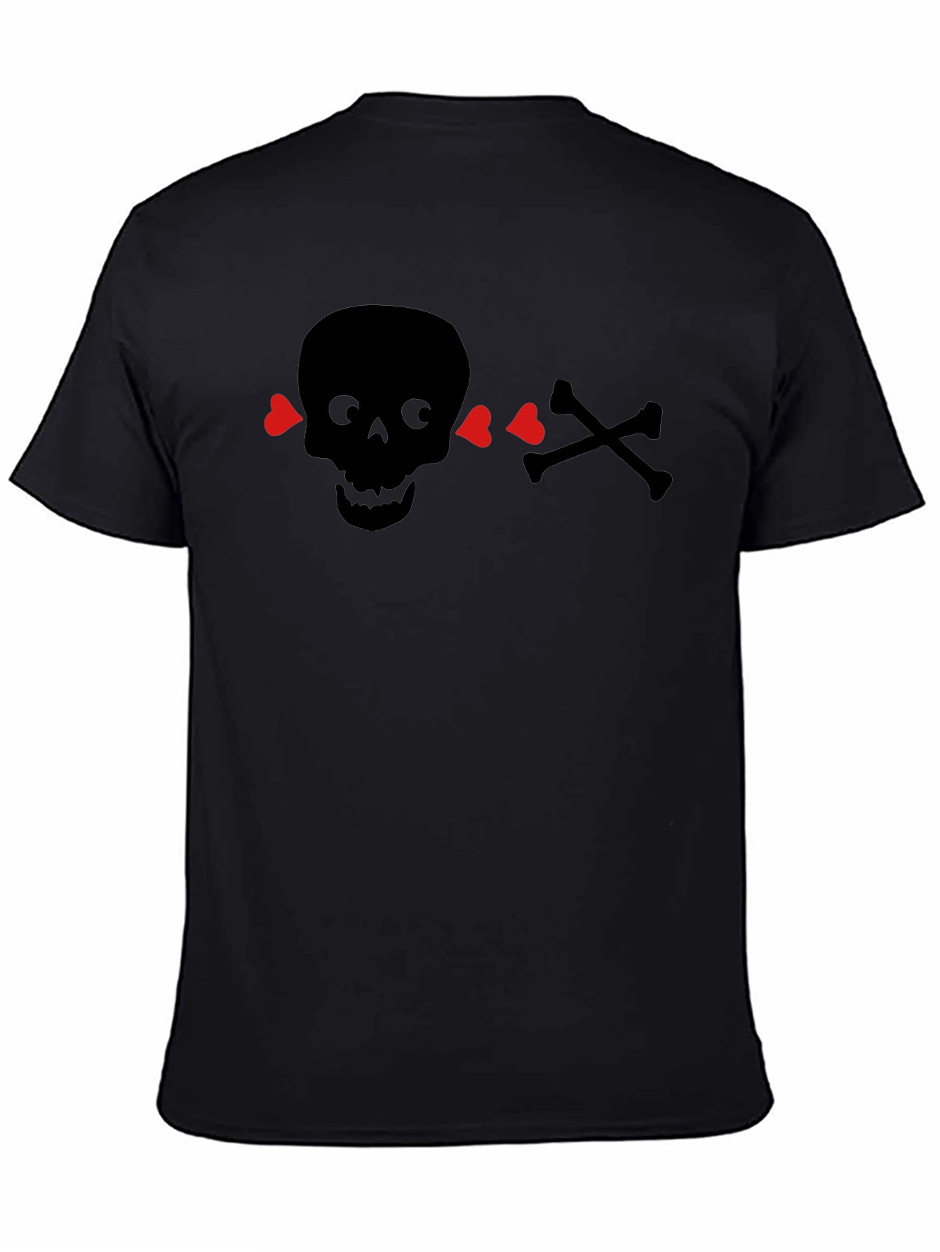 Skull & Crossbones Heart Eyes T-Shirt - Black