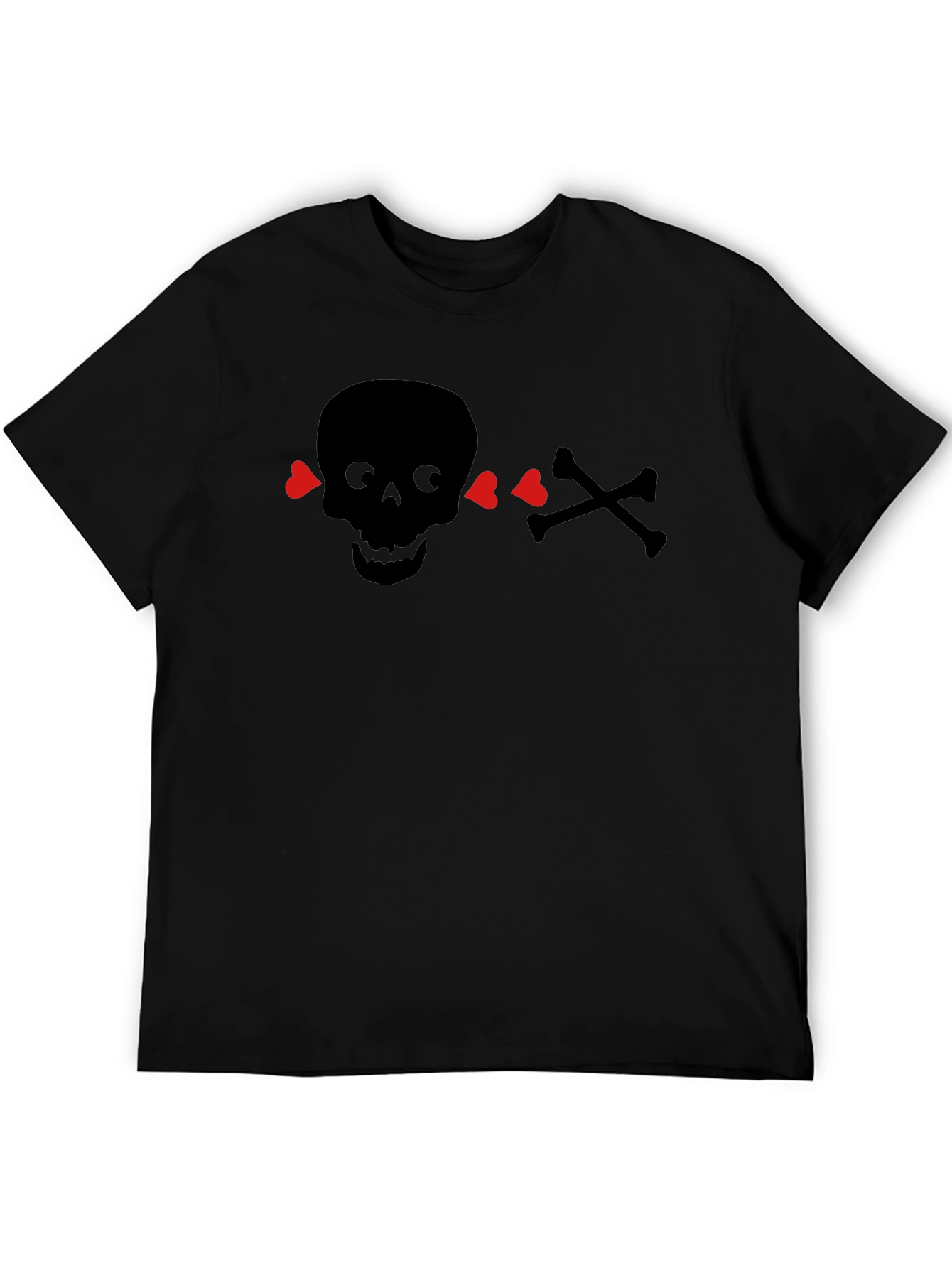 Skull & Crossbones Heart Eyes T-Shirt - Black