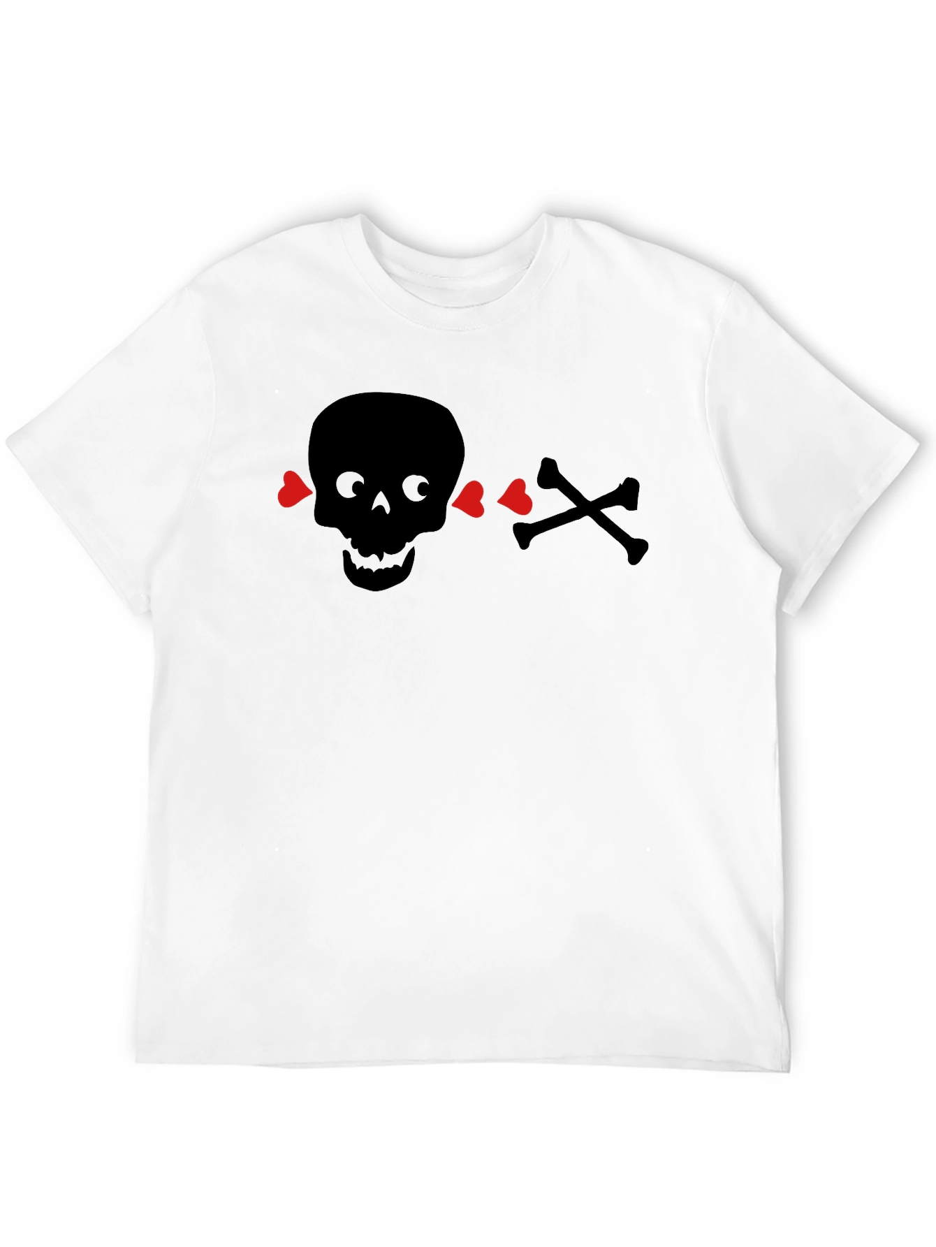 Skull & Crossbones Heart Eyes T-Shirt - Black