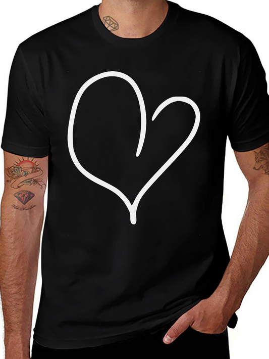 Heart Graphic Black T-Shirt - Modern Casual Tee