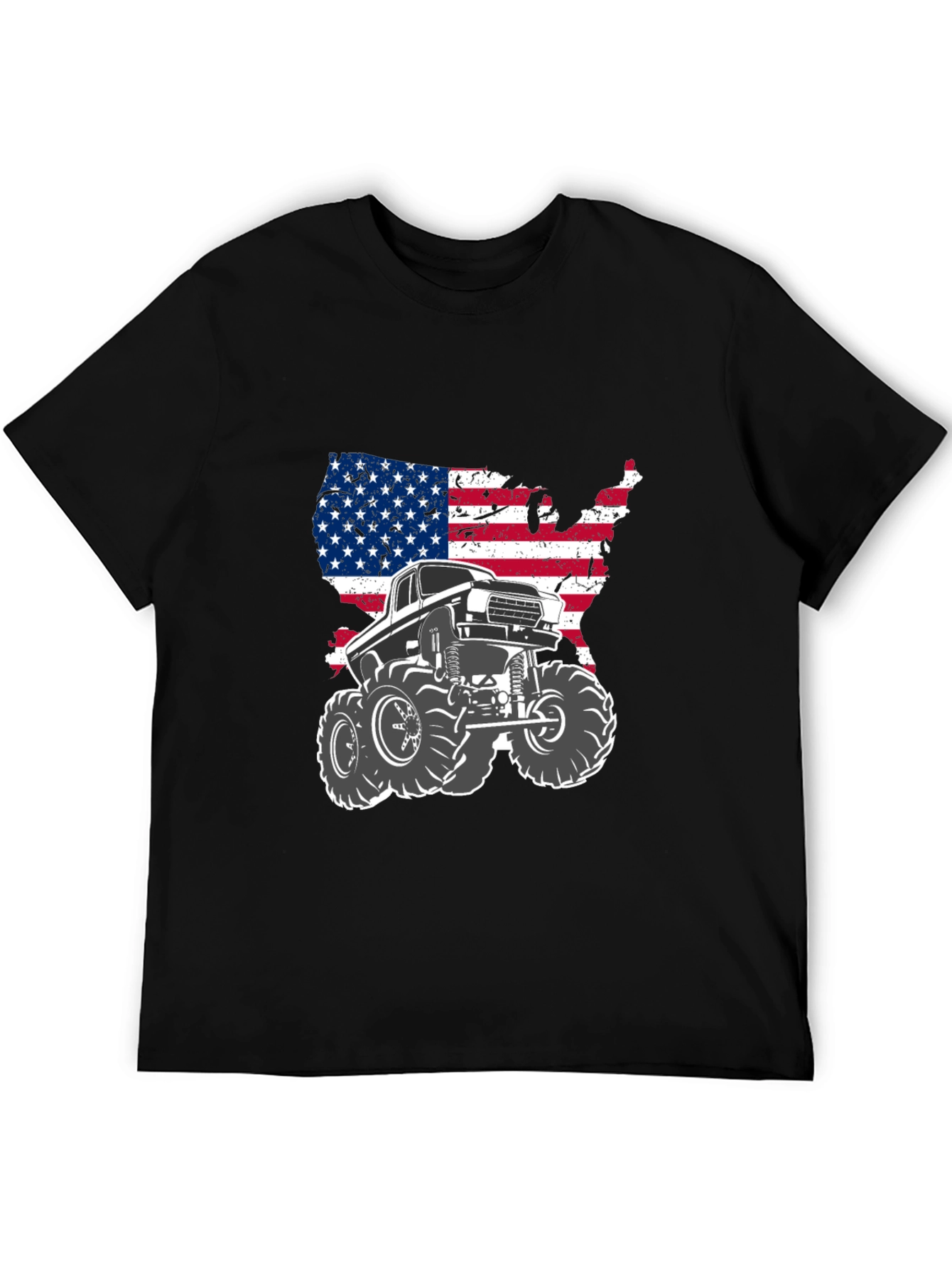 American Flag Monster Truck Graphic Tee - Black