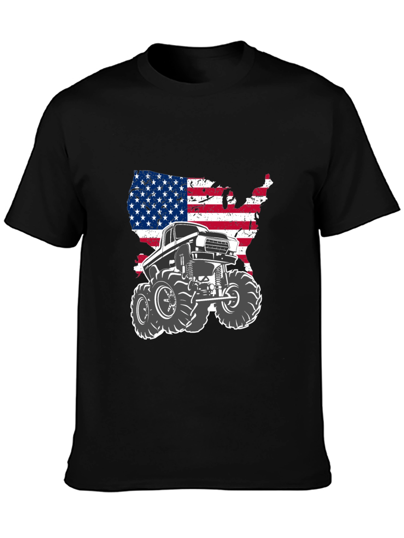 American Flag Monster Truck Graphic Tee - Black