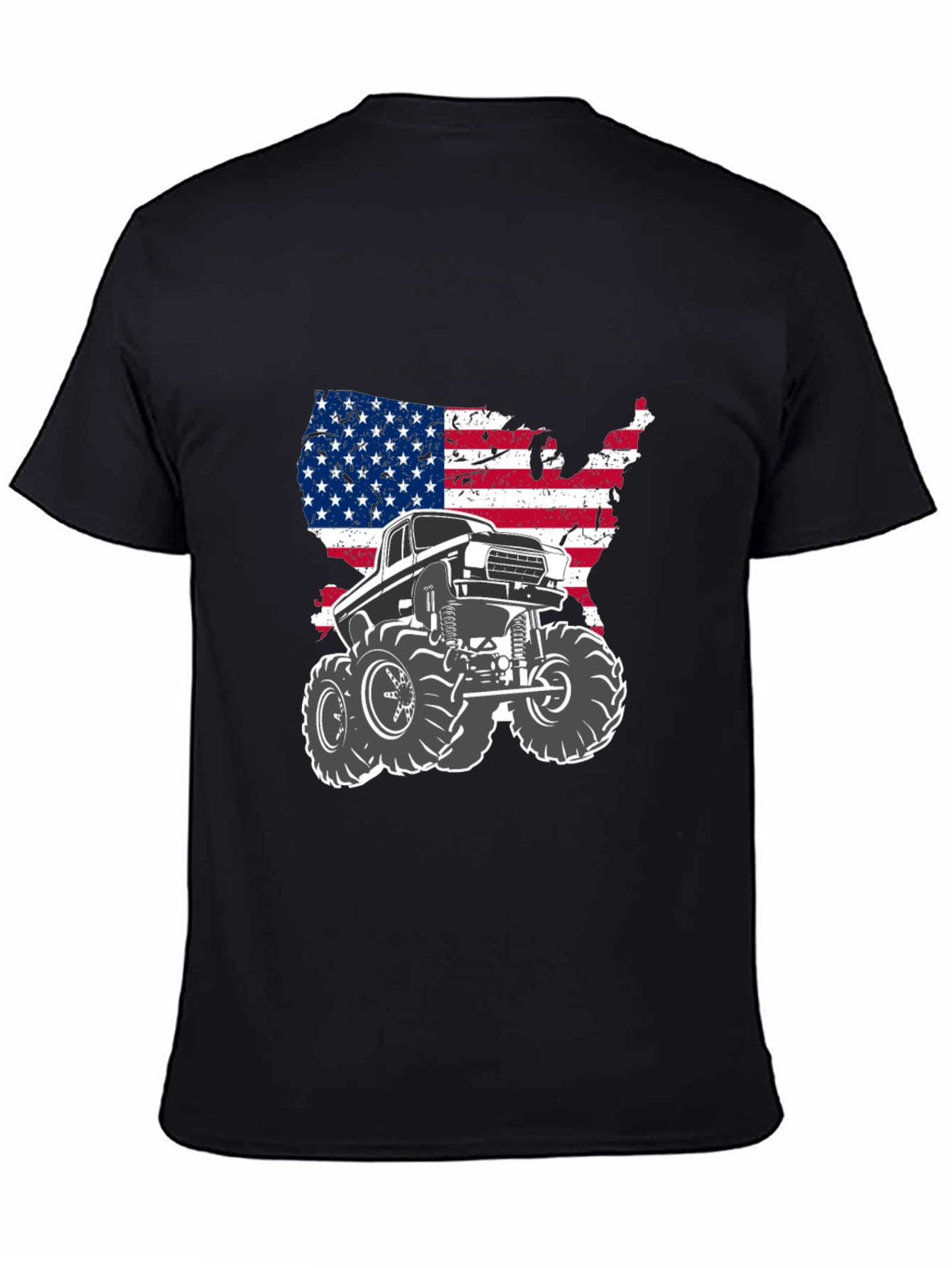 American Flag Monster Truck Graphic Tee - Black