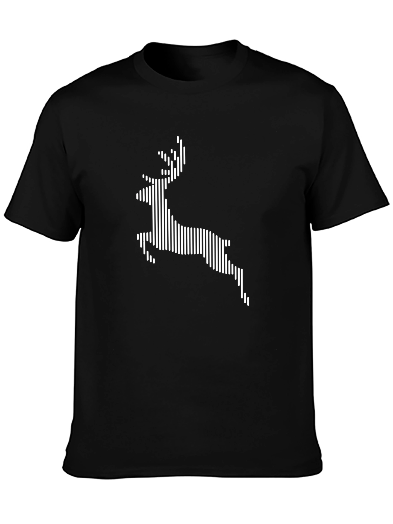 Stripped Deer Graphic Tee - Black