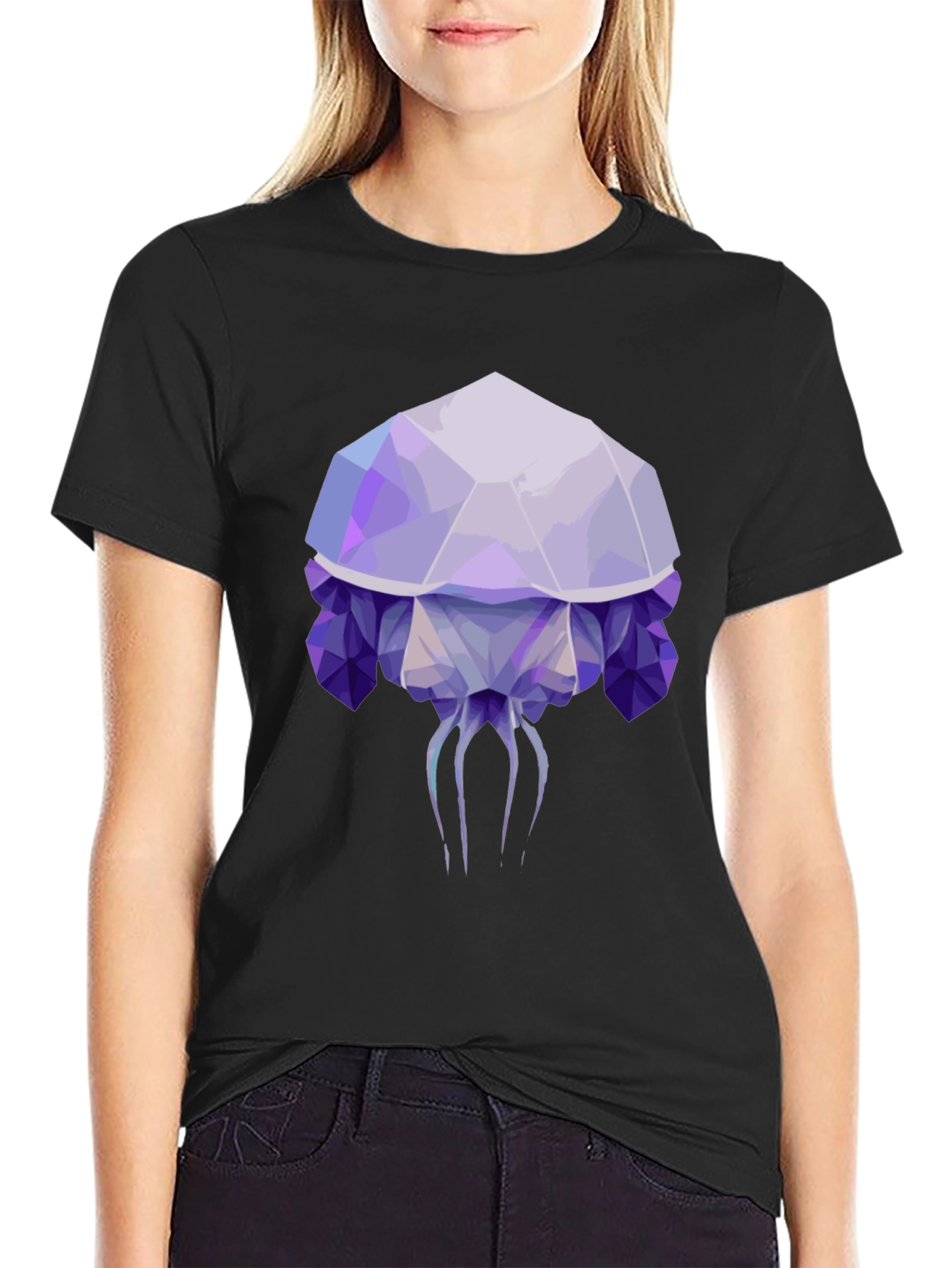 Geometric Jellyfish Graphic Tee - Mens Black T-Shirt