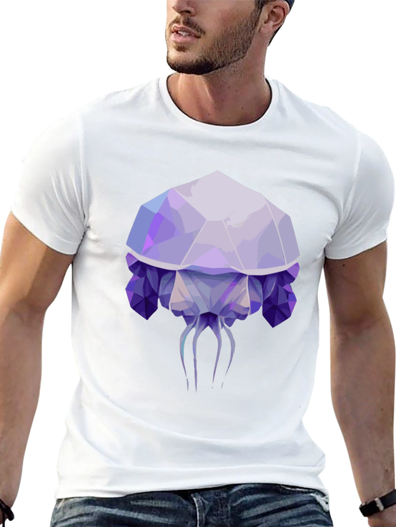 Geometric Jellyfish Graphic Tee - Mens Black T-Shirt