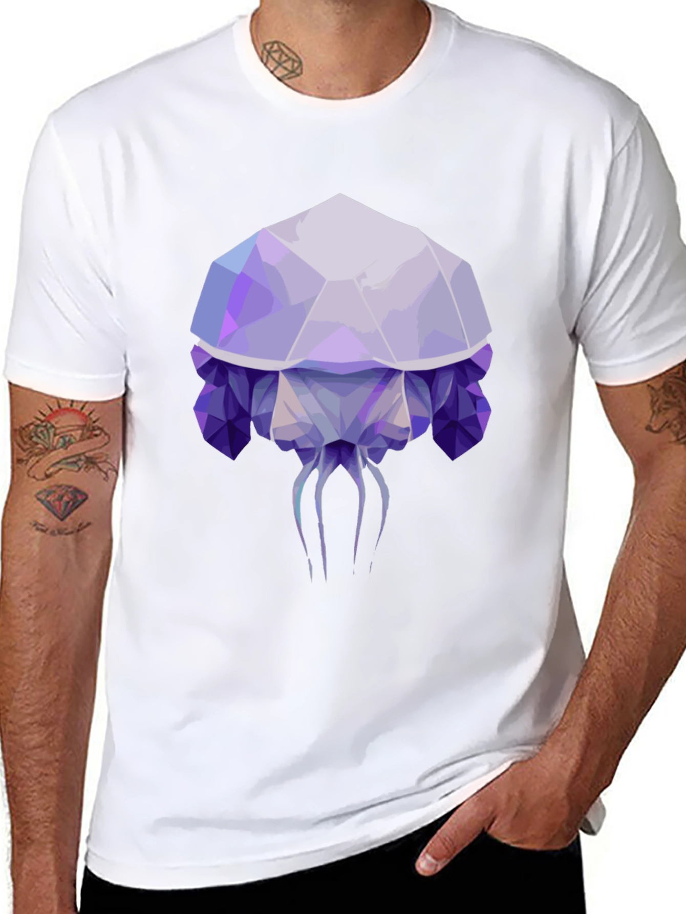 Geometric Jellyfish Graphic Tee - Mens Black T-Shirt