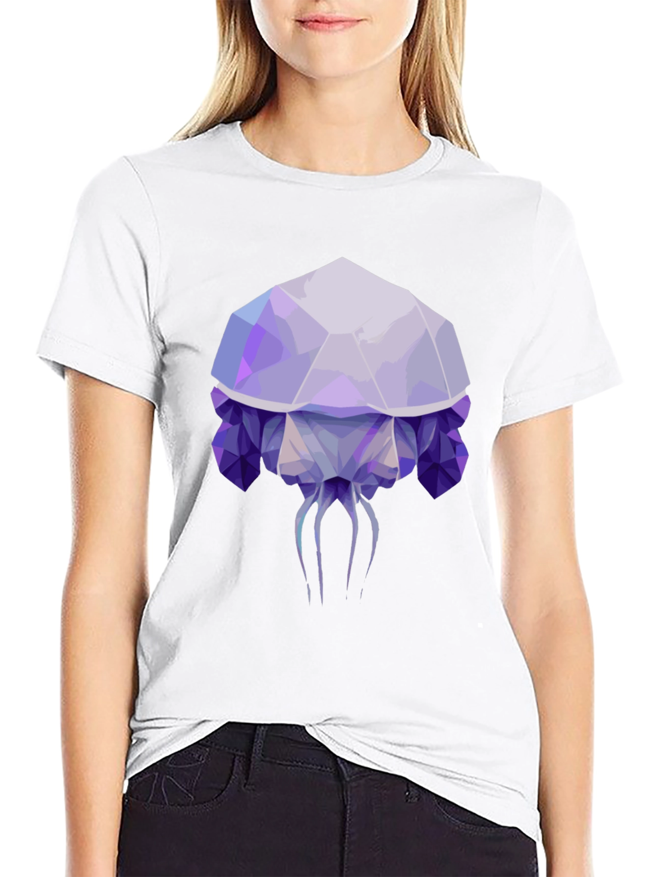 Geometric Jellyfish Graphic Tee - Mens Black T-Shirt