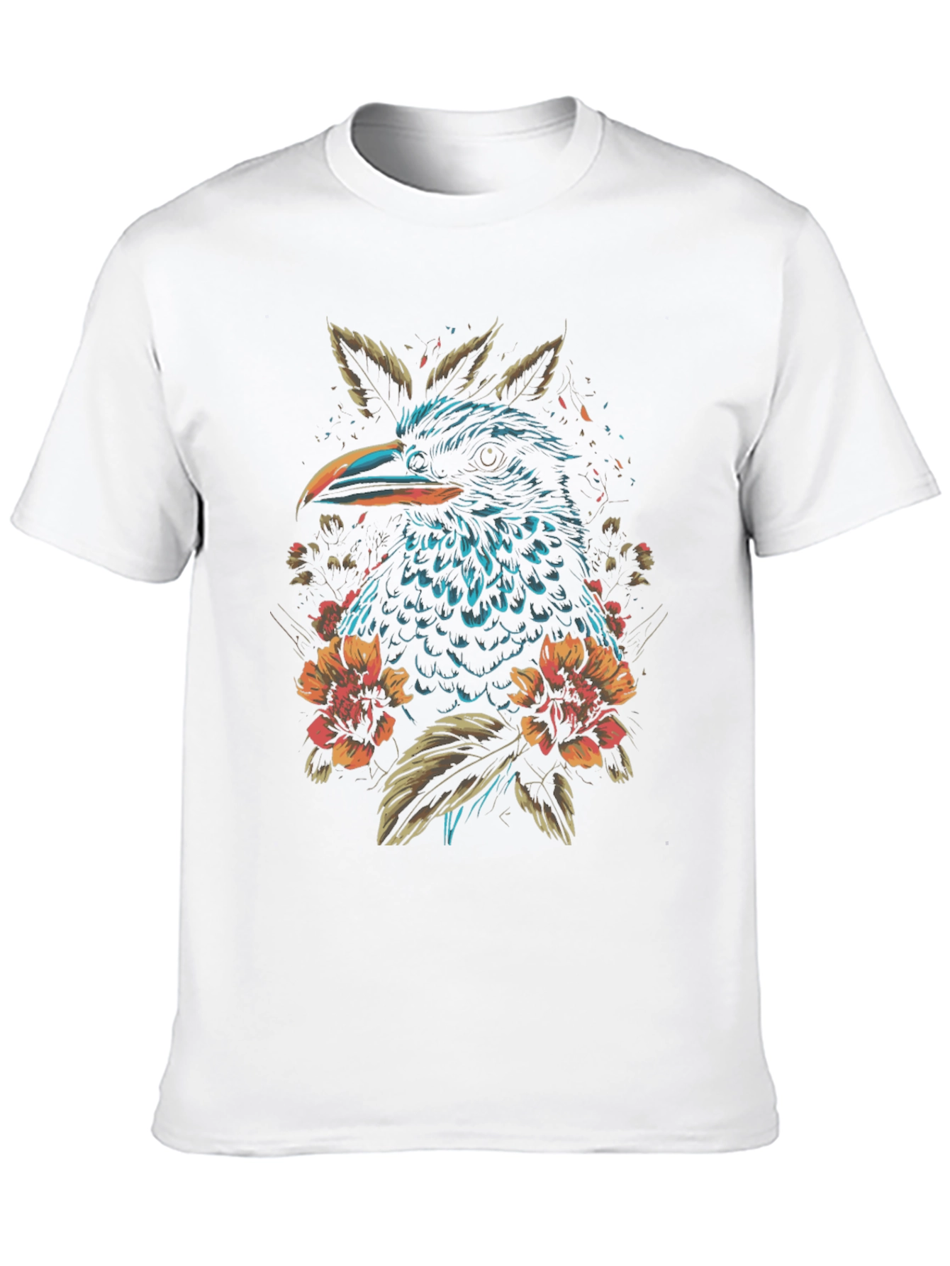 Raven and Floral Graphic Print Black T-Shirt