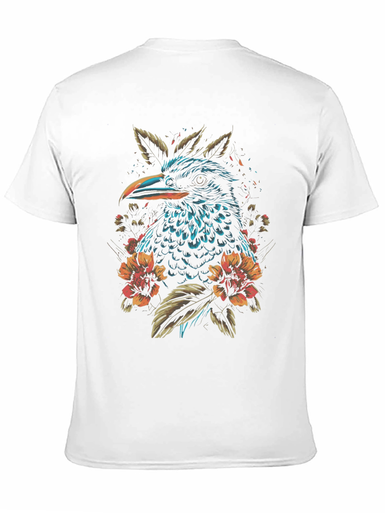 Raven and Floral Graphic Print Black T-Shirt