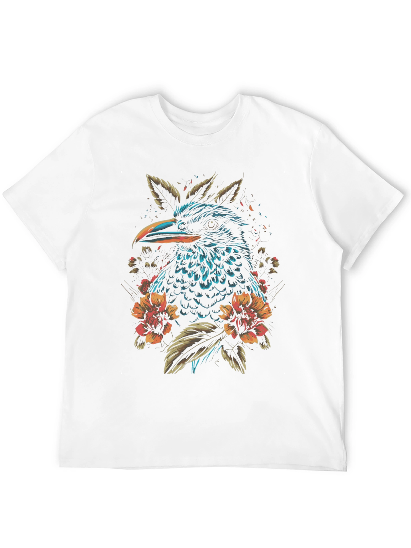 Raven and Floral Graphic Print Black T-Shirt