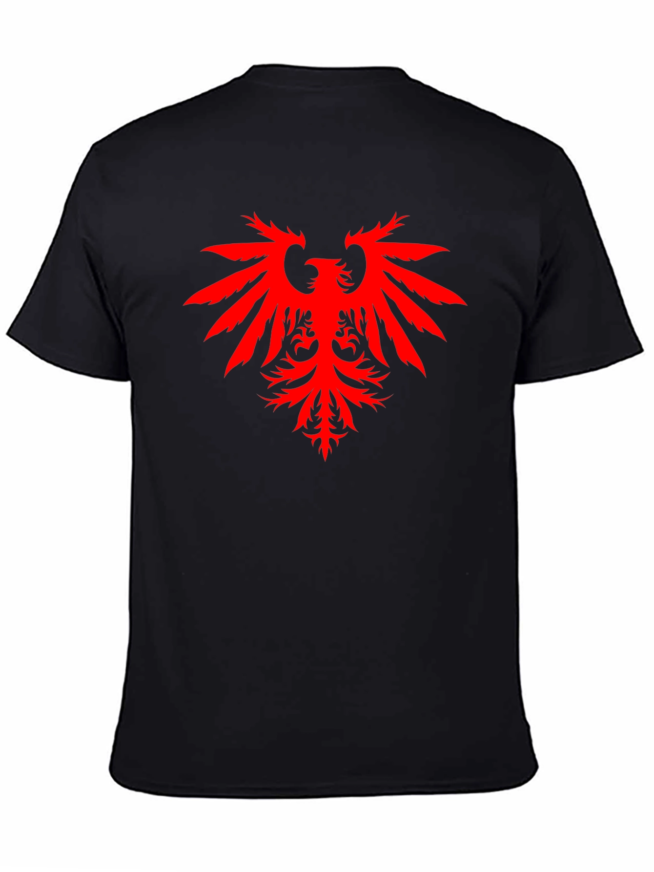 Black T-Shirt with Red Eagle Graphic