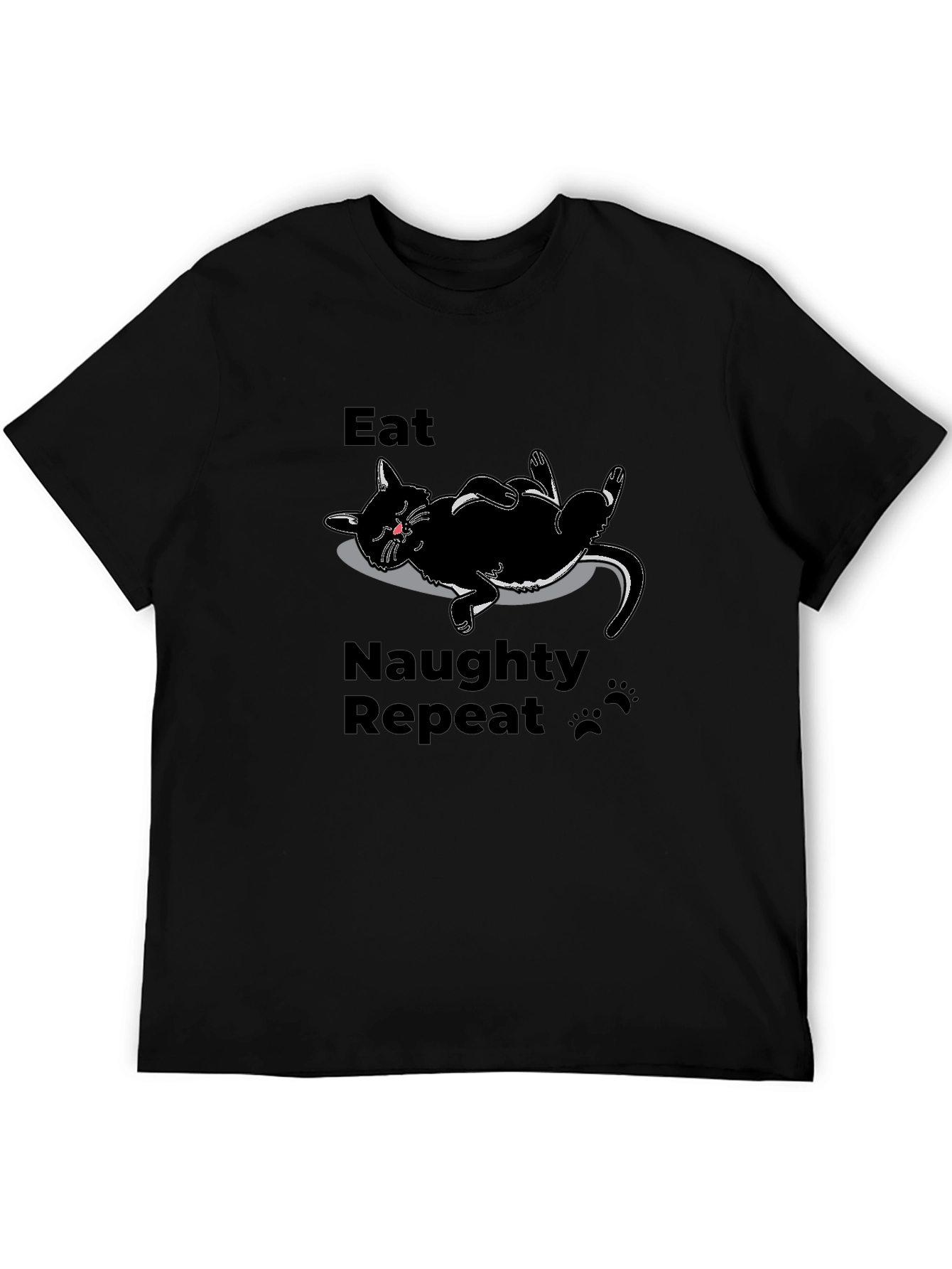 Eat Naughty Repeat Black Cat T-Shirt