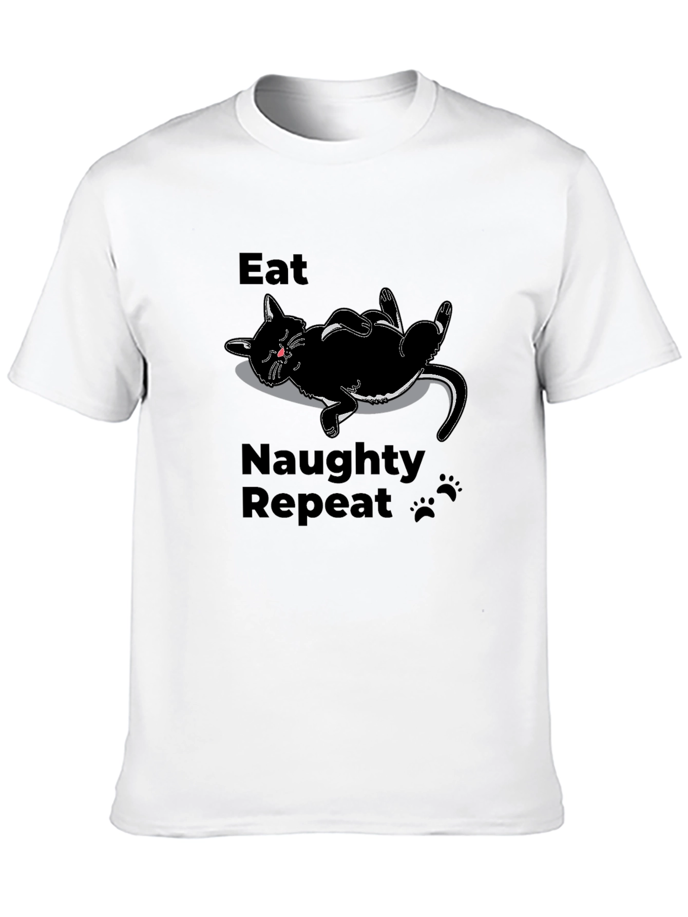 Eat Naughty Repeat Black Cat T-Shirt