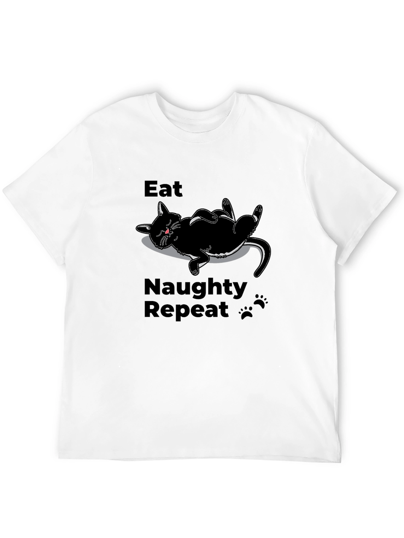 Eat Naughty Repeat Black Cat T-Shirt