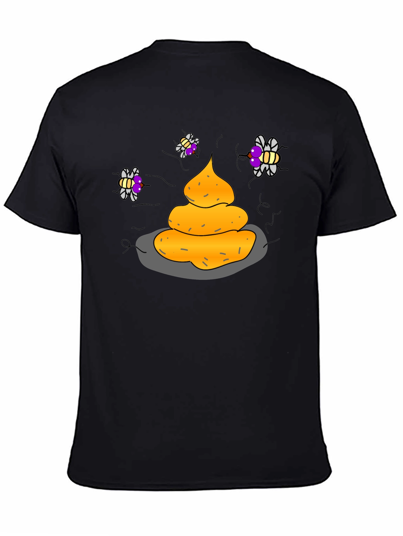 Humorous Graphic Tee - Funny Poop & Flies