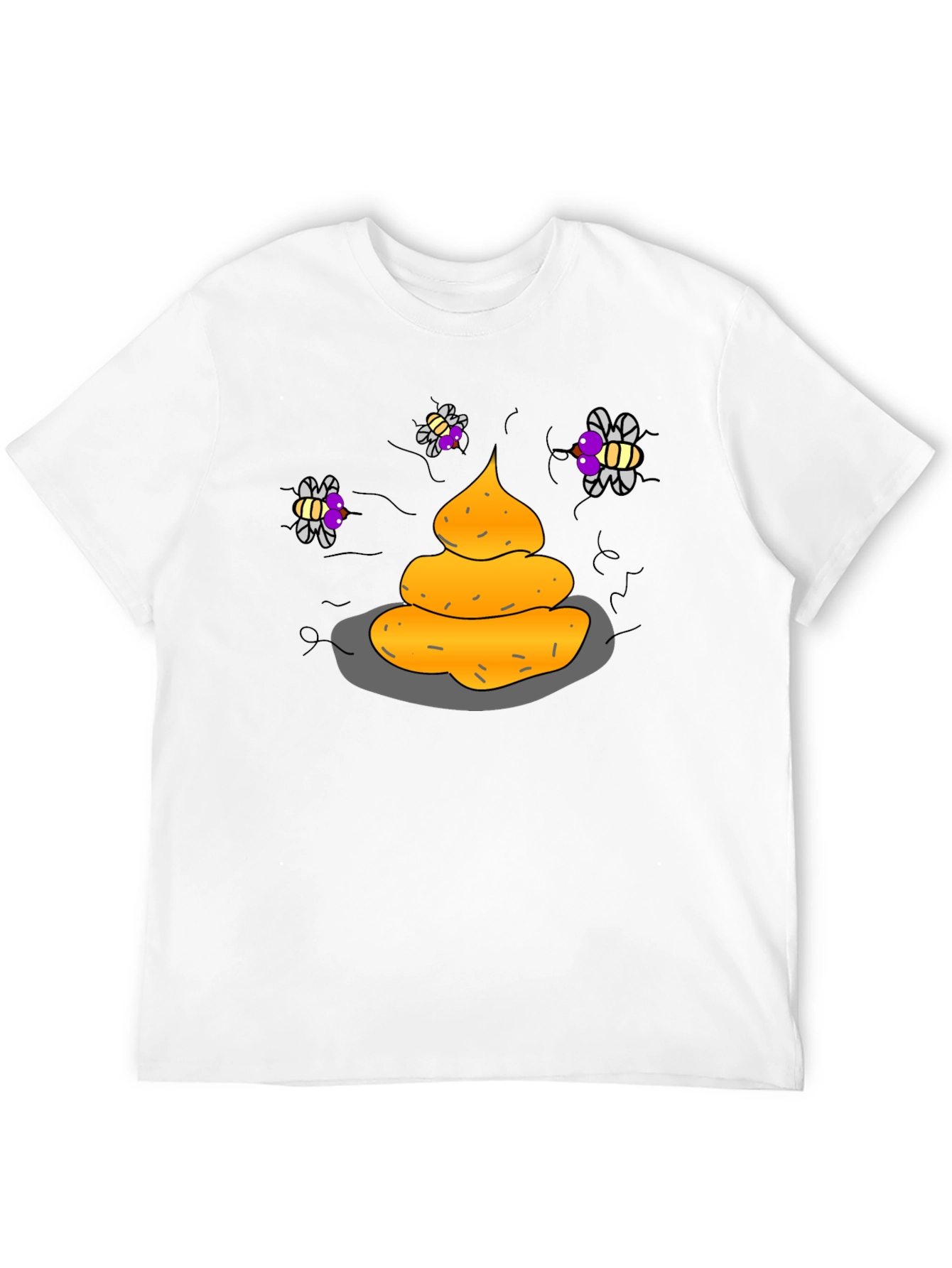 Humorous Graphic Tee - Funny Poop & Flies