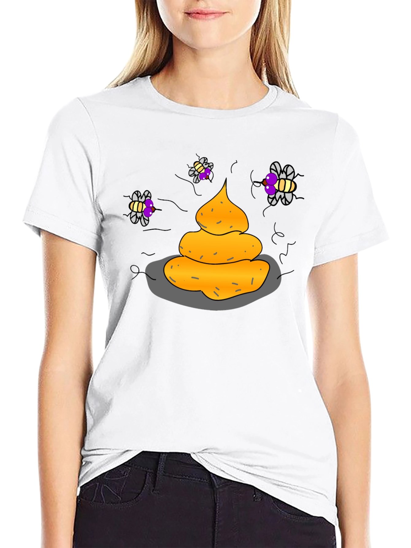 Humorous Graphic Tee - Funny Poop & Flies