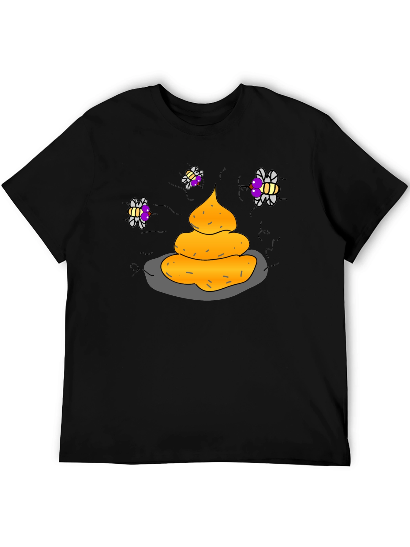 Humorous Graphic Tee - Funny Poop & Flies
