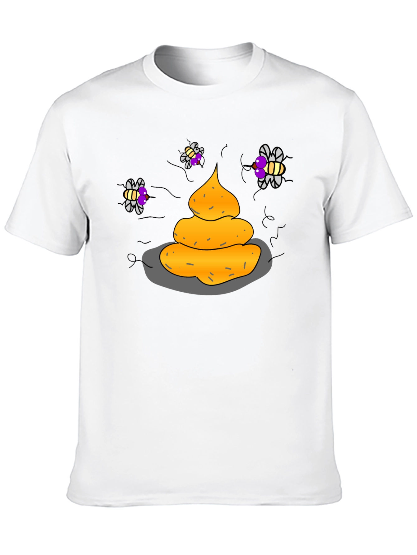 Humorous Graphic Tee - Funny Poop & Flies