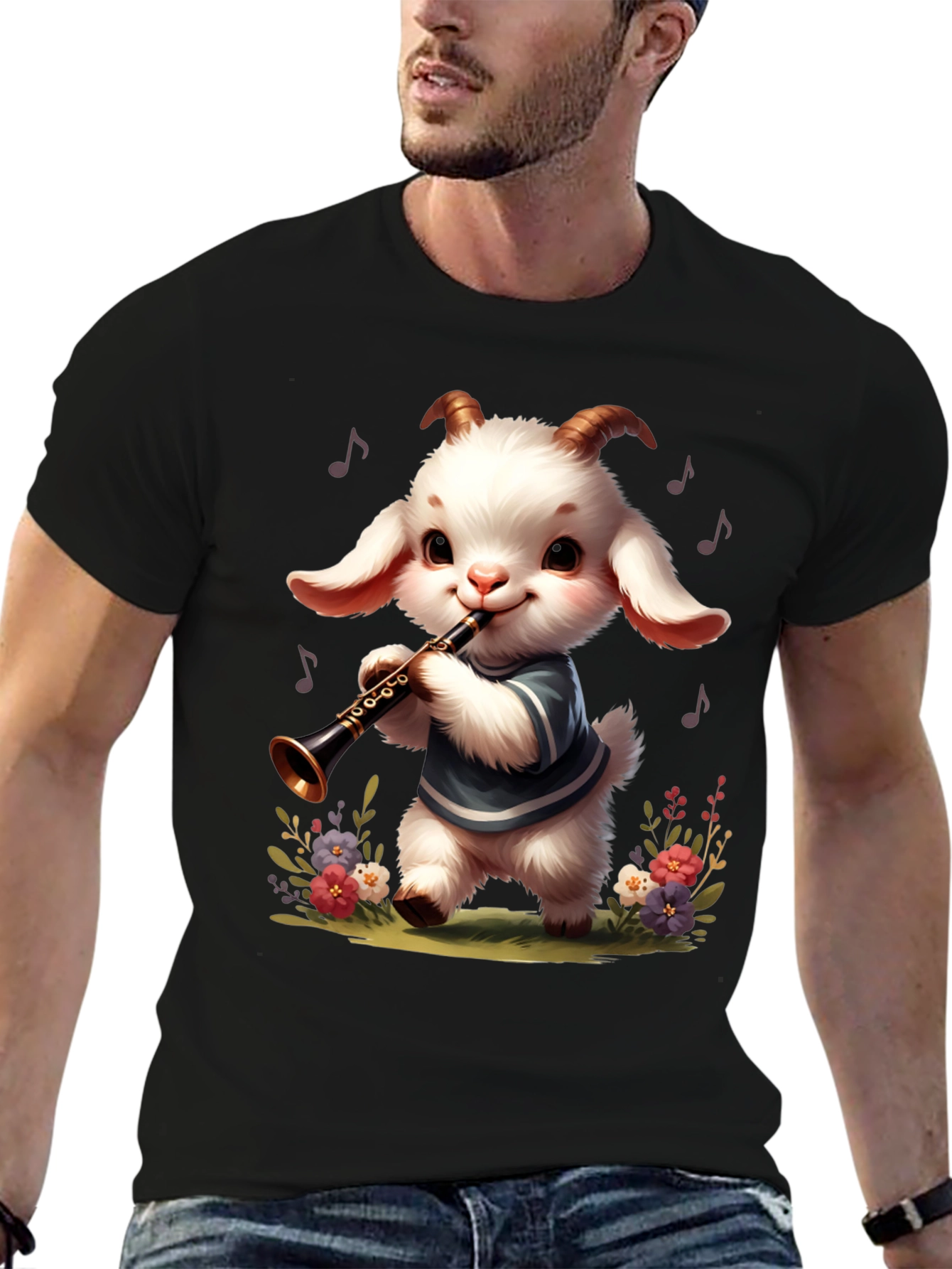 Goat Clarinet Player Graphic Tee