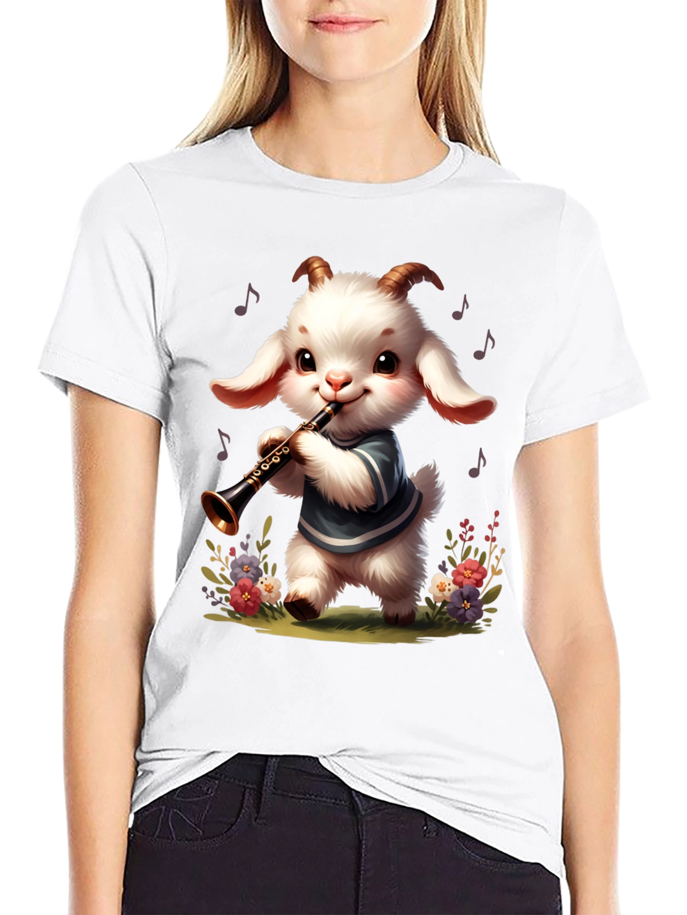 Goat Clarinet Player Graphic Tee