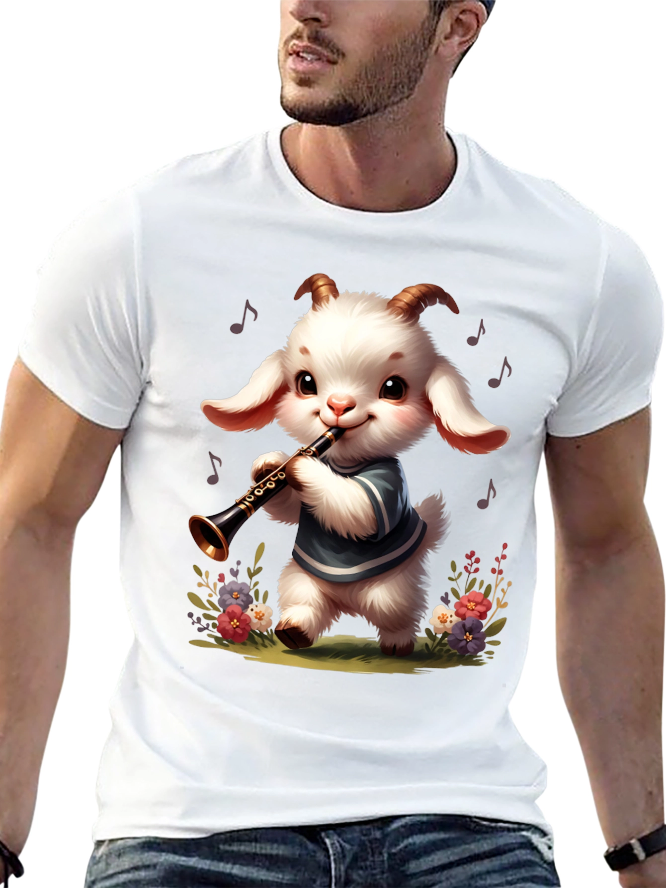 Goat Clarinet Player Graphic Tee
