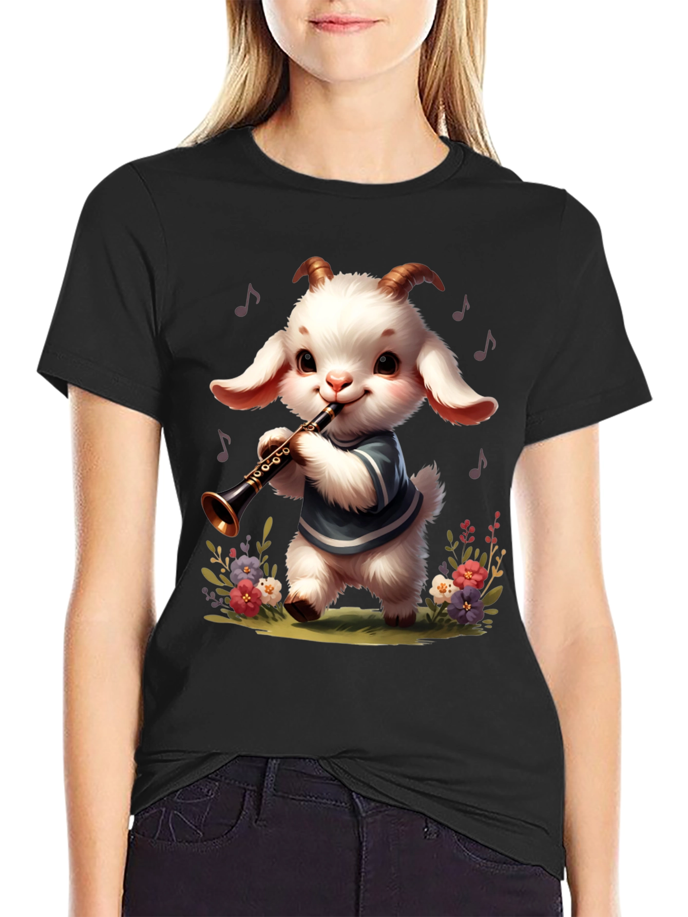 Goat Clarinet Player Graphic Tee
