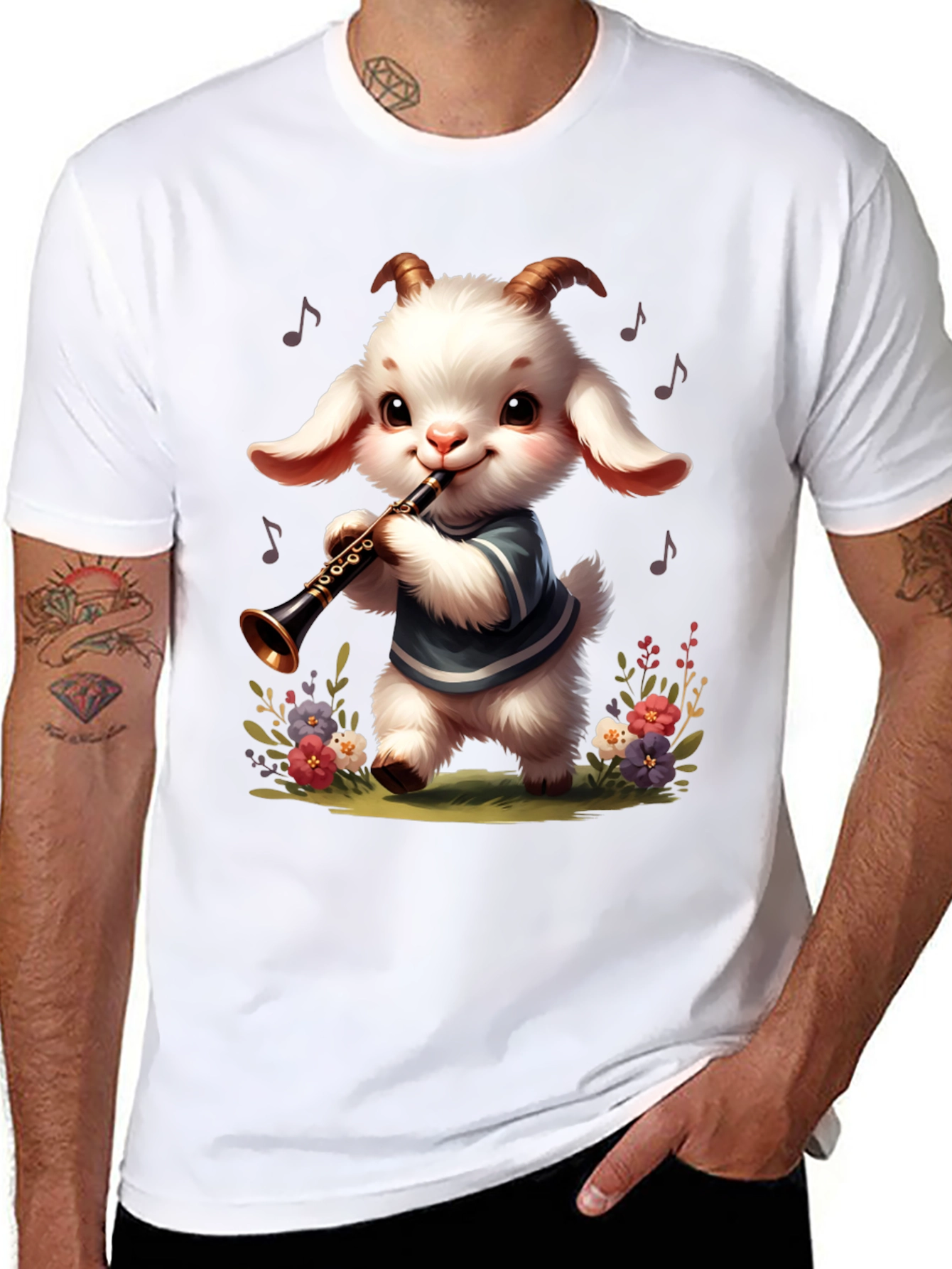 Goat Clarinet Player Graphic Tee