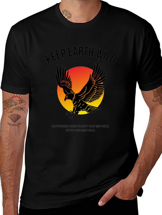 Keep Earth Wild Eagle Graphic Tee - Unisex Black T-Shirt