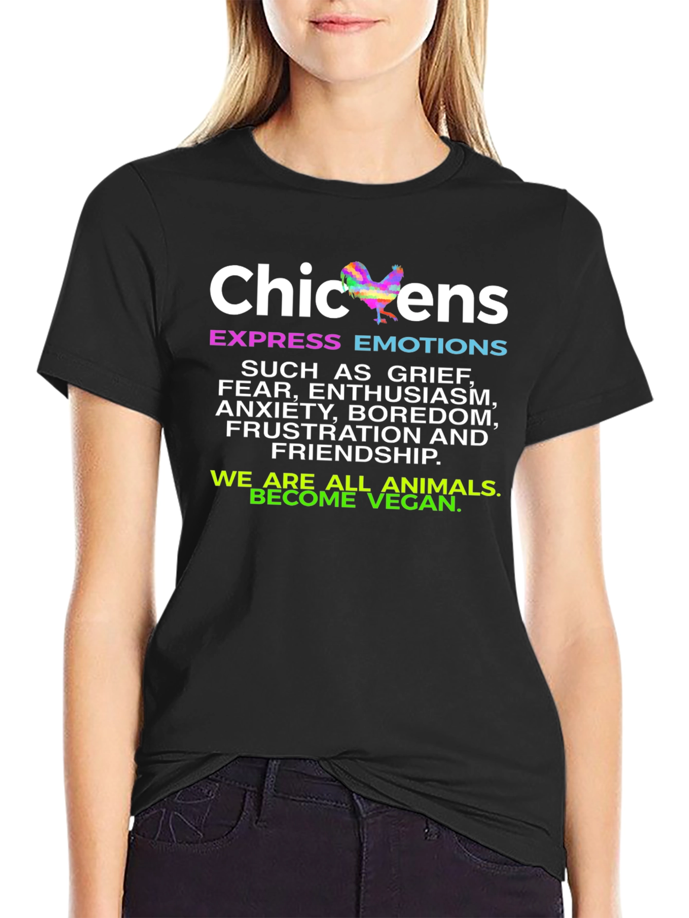 Chickens Express Emotions T-Shirt - Vegan Animal Lover Tee
