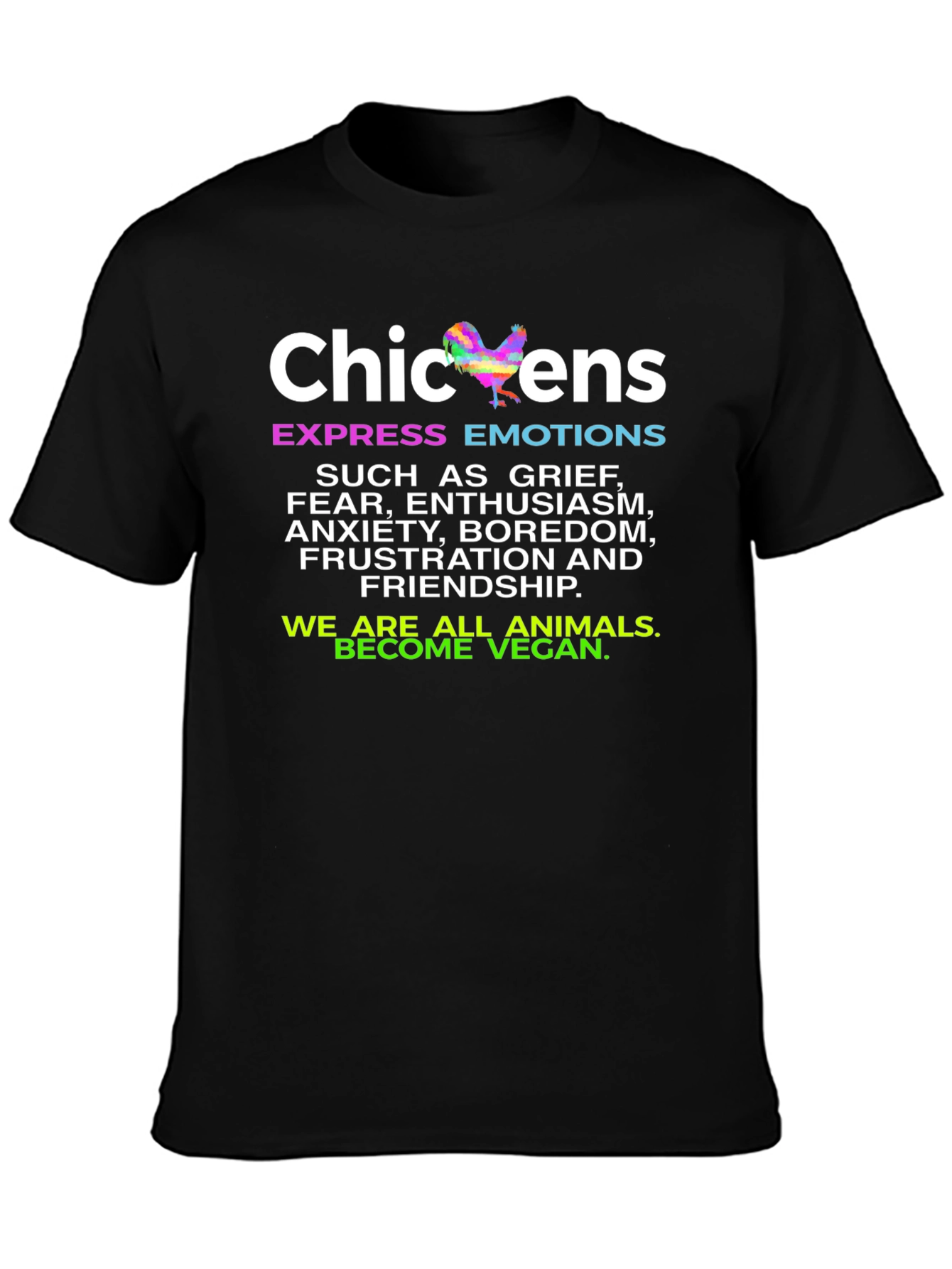 Chickens Express Emotions T-Shirt - Vegan Animal Lover Tee