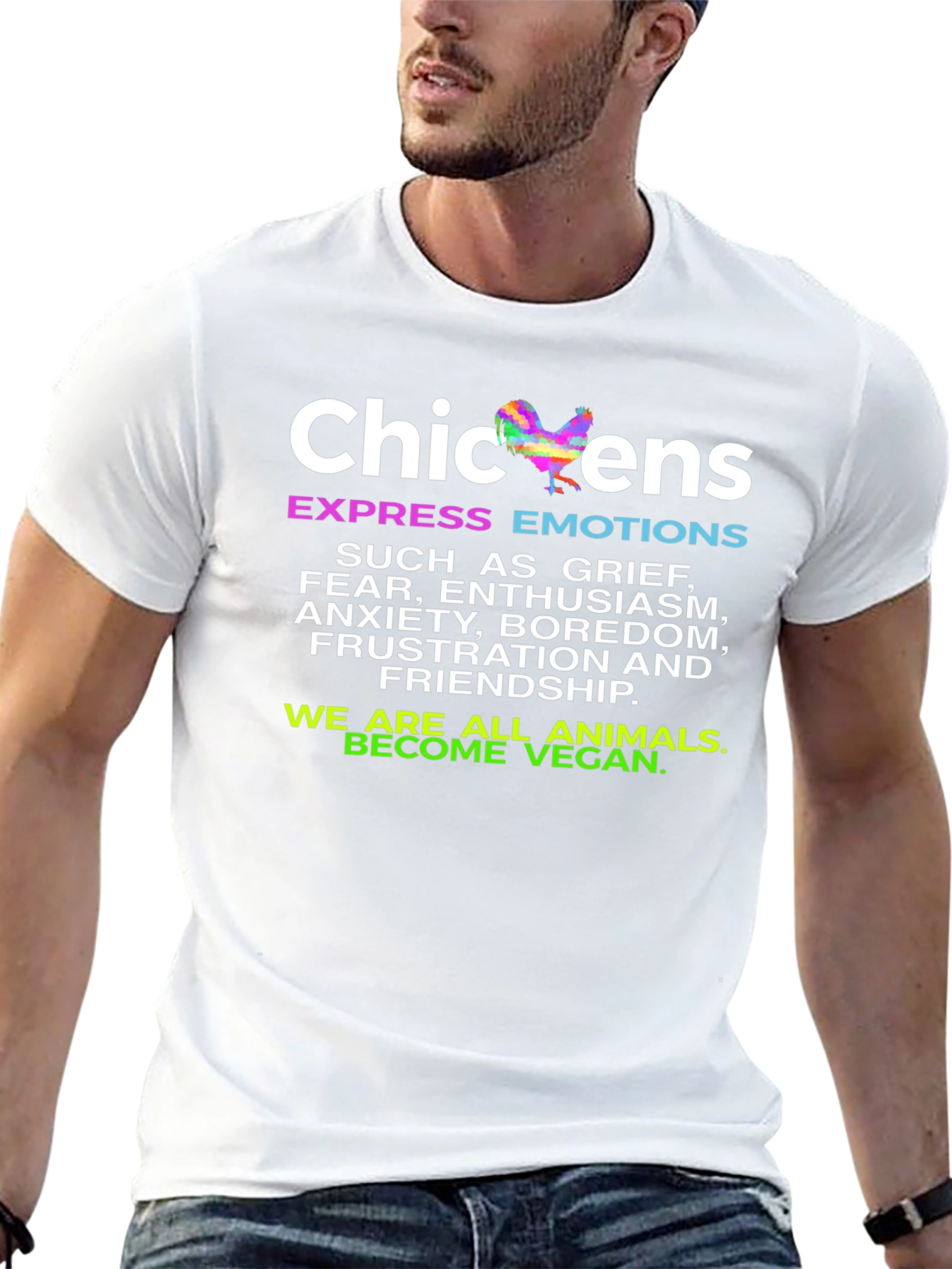 Chickens Express Emotions T-Shirt - Vegan Animal Lover Tee