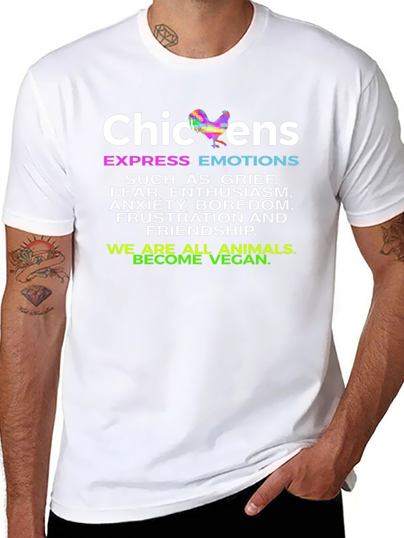 Chickens Express Emotions T-Shirt - Vegan Animal Lover Tee