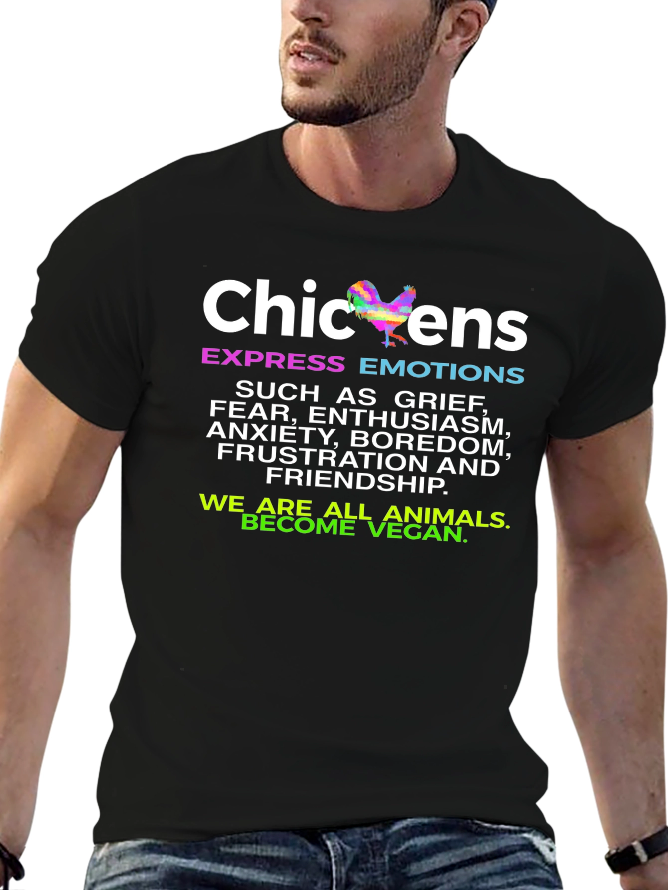 Chickens Express Emotions T-Shirt - Vegan Animal Lover Tee