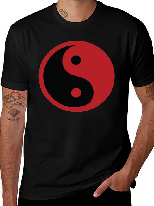 Yin Yang Graphic T-Shirt - Black Cotton Blend