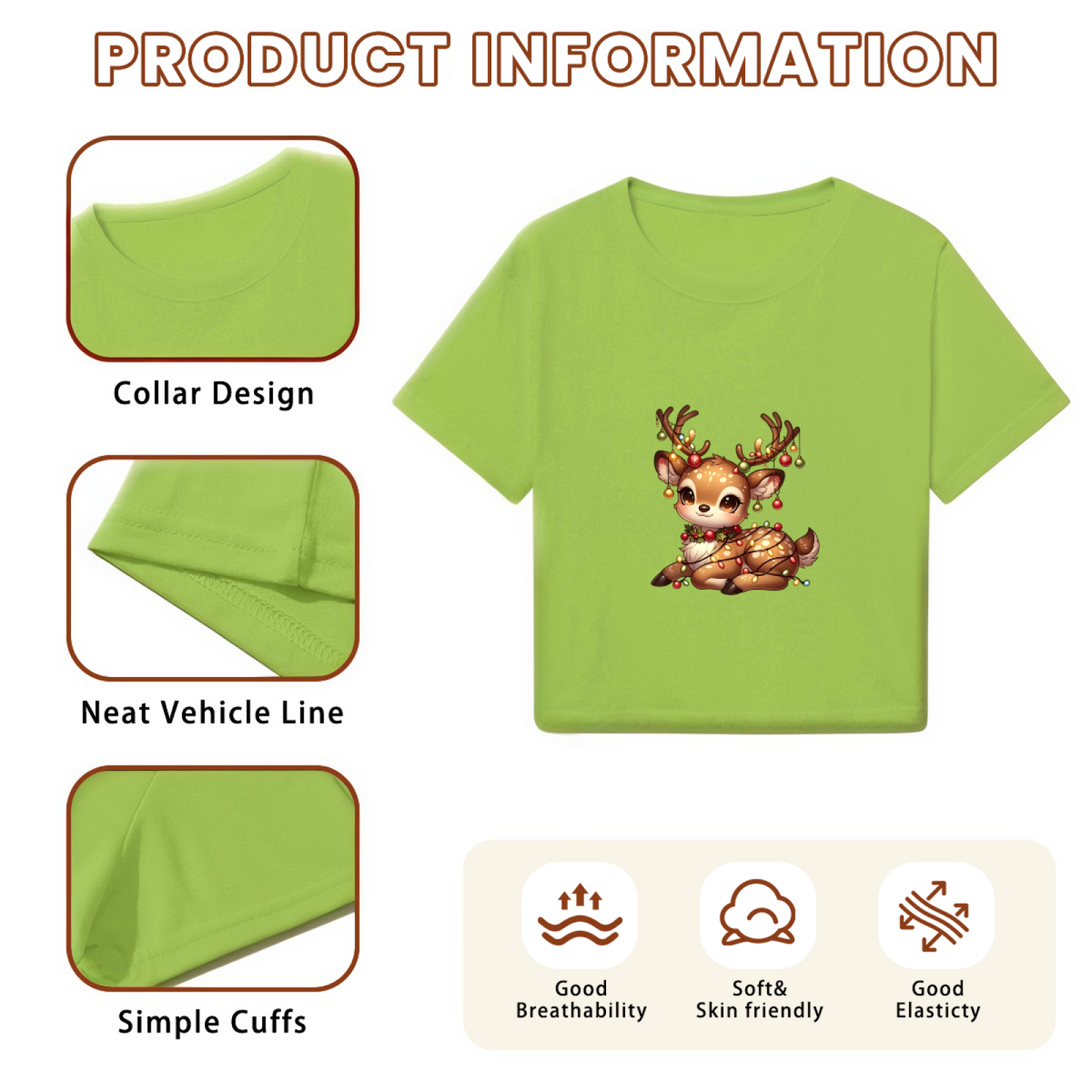 Adorable Fawn Wrapped Christmas Lights Cute Crop Tee