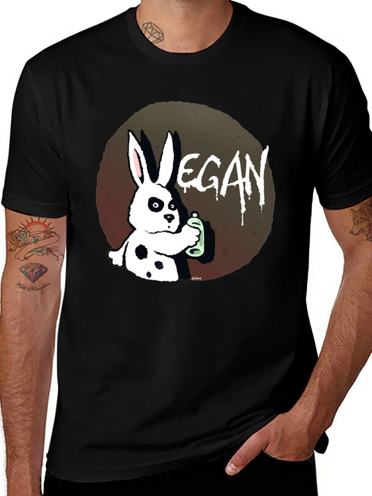 Vegan Rabbit Graphic T-Shirt - Black